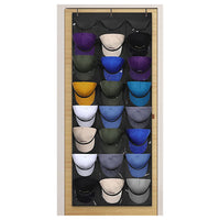 Hat Rack 24 Pocket Over the Door Cap Organizer for Baseball Cap Collection Black