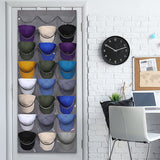 Hat Rack 24 Pocket Over the Door Cap Organizer for Baseball Cap Collection Dark Grey