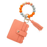 Wristlet Keychain Bracelet WalletKey Ring Silicone Bead Bangle Orange