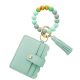 Wristlet Keychain Bracelet WalletKey Ring Silicone Bead Bangle Green