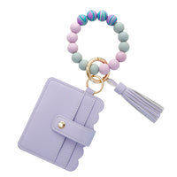 Wristlet Keychain Bracelet WalletKey Ring Silicone Bead Bangle Purple