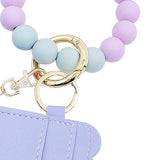 Wristlet Keychain Bracelet WalletKey Ring Silicone Bead Bangle Purple