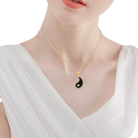 2Pcs Set Yin Yang Pendant Necklace for Men Women Puzzle Couples Necklaces-Gold