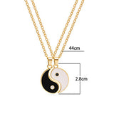 2Pcs Set Yin Yang Pendant Necklace for Men Women Puzzle Couples Necklaces-Gold