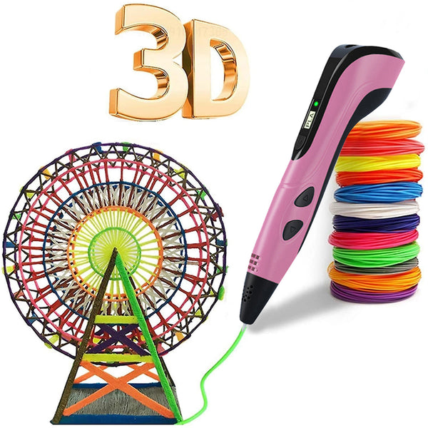 3D Printing Pen with 13 PCL Filaments DIY Crafting Doodle Drawing Gift Pink