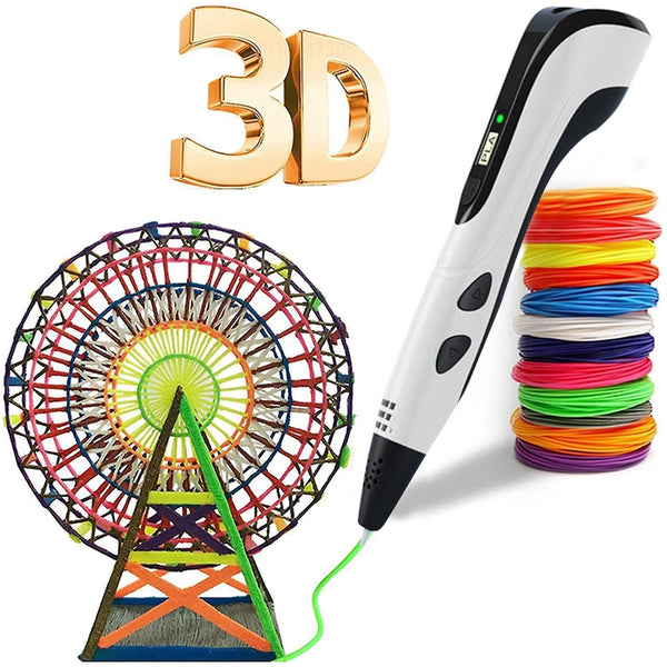 3D Printing Pen with 13 PCL Filaments DIY Crafting Doodle Drawing Gift White