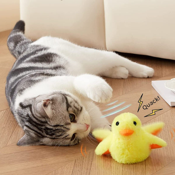Little Yellow Duck Plush Doll Flapping Vibration Cat Interactive Toy Rechargeable