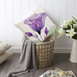 2Pcs Flower Pillow Cover Linen Pillow Case for Living Room Couch Sofa Home Decor-Style 2