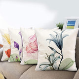 4Pcs Flower Pillow Cover Linen Pillow Case for Living Room Couch Sofa Home Decor