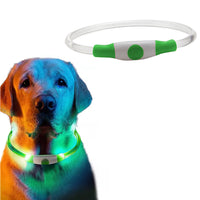 Light-Up Pet Dog Collars USB Rechargeable Pet Collar Adjustable Size Pet Collar Green