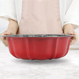 FancyGrab Oven Baking Tools Molds Baking Cups Fluted Tube Cake Pans for Baking Red