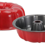 FancyGrab Oven Baking Tools Molds Baking Cups Fluted Tube Cake Pans for Baking Red