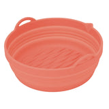 FancyGrab Reusable Foldable Round Air Fryer Silicone Pot Liner Baking Tray with Handles Pink