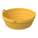 FancyGrab Reusable Foldable Round Air Fryer Silicone Pot Liner Baking Tray with Handles Yellow