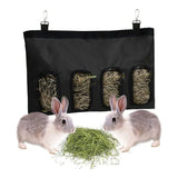 Four-Hole Rabbit Hay Feeder Bunny Hay Bag for Rabbits Fabric Hanging