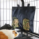 Two-Hole Rabbit Hay Feeder Bunny Hay Bag for Rabbits Fabric Hanging