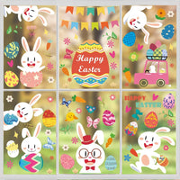 FancyGrab Set of 9 Sheets Double Sided Printed Easter Window Cling Stickers Easter Bunny Decal Home Decor Style 2