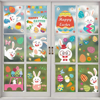 FancyGrab Set of 9 Sheets Double Sided Printed Easter Window Cling Stickers Easter Bunny Decal Home Decor Style 2