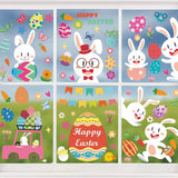 FancyGrab Set of 9 Sheets Double Sided Printed Easter Window Cling Stickers Easter Bunny Decal Home Decor Style 2