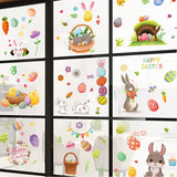 FancyGrab Set of 9 Sheets Double Sided Printed Easter Window Cling Stickers Easter Bunny Decal Home Decor Style 4