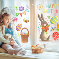 FancyGrab Set of 9 Sheets Double Sided Printed Easter Window Cling Stickers Easter Bunny Decal Home Decor Style 4