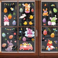 FancyGrab Set of 9 Sheets Double Sided Printed Easter Window Cling Stickers Easter Bunny Decal Home Decor Style 5