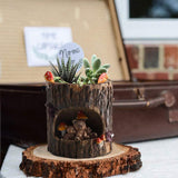 FancyGrab Plant Flower Pots with Drainage Hole Tree Stump Planters Pen Holder Indoor Desktop Decor Style 2