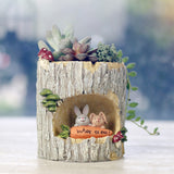 FancyGrab Plant Flower Pots with Drainage Hole Tree Stump Planters Pen Holder Indoor Desktop Decor Style 3