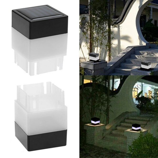 2Pcs Solar Powered Fence Post Cap Lights Pool LED Lamp Garden Yard Light Outdoor Decor White Light