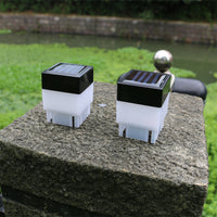 2Pcs Solar Powered Fence Post Cap Lights Pool LED Lamp Garden Yard Light Outdoor Decor White Light