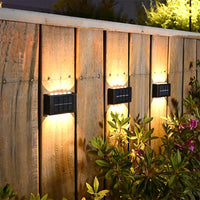 2 Pack 10LEDs Solar Wall Lights Water-resistant Garden Outdoor Fence Yard Lighting Warm