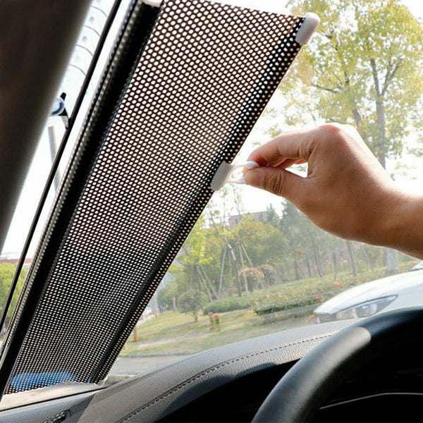 Retractable Roller Blinds Car Home Sunshade Cover Blackout Curtains with Suction Cup Black