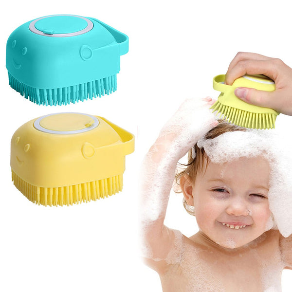 FancyGrab 2Pcs Silicone Exfoliating Body Scrubber Exfoliating Shower Brush Massage Bathing Brush Yellow and Blue