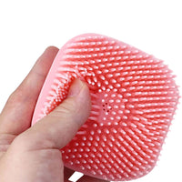 FancyGrab 2Pcs Silicone Exfoliating Body Scrubber Exfoliating Shower Brush Massage Bathing Brush Blue and Pink