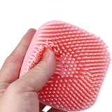 FancyGrab 2Pcs Silicone Exfoliating Body Scrubber Exfoliating Shower Brush Massage Bathing Brush Blue and Pink