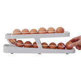 FancyGrab Refrigerator Egg Dispenser Auto Rolling Egg Holder 2 Tier Storage Rack