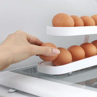 FancyGrab Refrigerator Egg Dispenser Auto Rolling Egg Holder 2 Tier Storage Rack