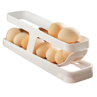 FancyGrab Refrigerator Egg Dispenser Auto Rolling Egg Holder 2 Tier Storage Rack