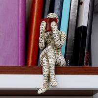 Woman Reading Statue Bookshelf Decor Thinker Style Resin Statue Ornaments Style 4