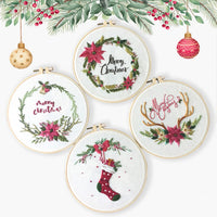 Christmas Embroidery Starter Kit DIY Cross Stitch Pattern Needlework Embroidery