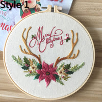 Christmas Embroidery Starter Kit DIY Cross Stitch Pattern Needlework Embroidery