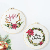 Christmas Embroidery Starter Kit DIY Cross Stitch Pattern Needlework Embroidery