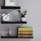 Wall Mount Floating Shelf Brackets Towel Rail Rack Display Shelves Bathroom Black