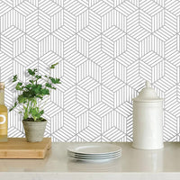 Removable Geometric Wallpaper Hexagon Self Adhesive Peel and Stick Wallpaper Silver