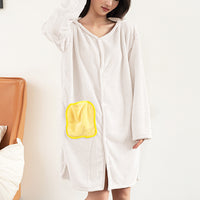 Surfing Wearable Bath Towel Bath Robe with Hood White