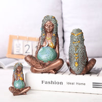 3Pcs Mother Earth Goddess Art Statue Figurine for Home Decor