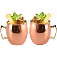 2 X Smooth Texture Moscow Mule Stainless Steel Copper Finished Mugs Ice Cold Drinking Cups