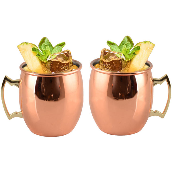 2 X Smooth Texture Moscow Mule Stainless Steel Copper Finished Mugs Ice Cold Drinking Cups