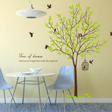 PVC Tree With Bird Cage Wall Sticker Large Living Room Hand-painted Carved Decal