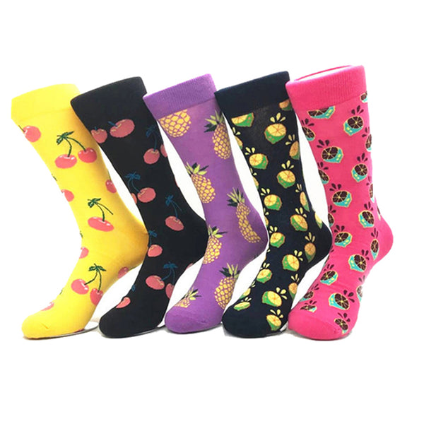 5 Pairs of Men Novelty Socks Fruit Animal Pattern Colourful Pattern Socks Set